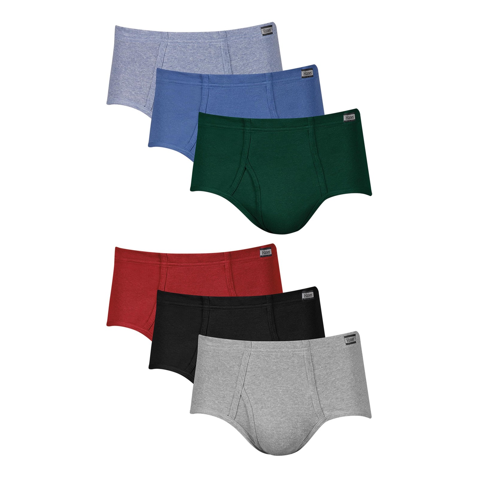 Hanes Men’s 6-Pack Tagless No Ride Up Briefs X-Large, Assorted Solids 6-pack