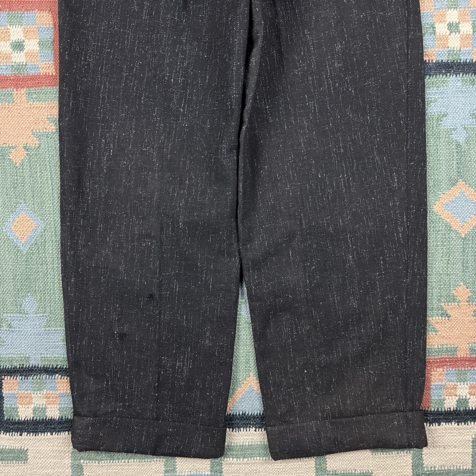 Vintage 50s Black Wool Fleck Rockabilly Pleated Trouser Dress Pants Size 28×29