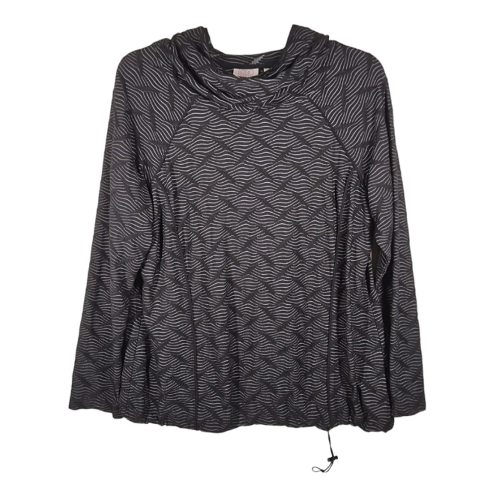 LOGO Lotus Lori Goldstein Hooded Textured Long Sleeve Shirt size Large