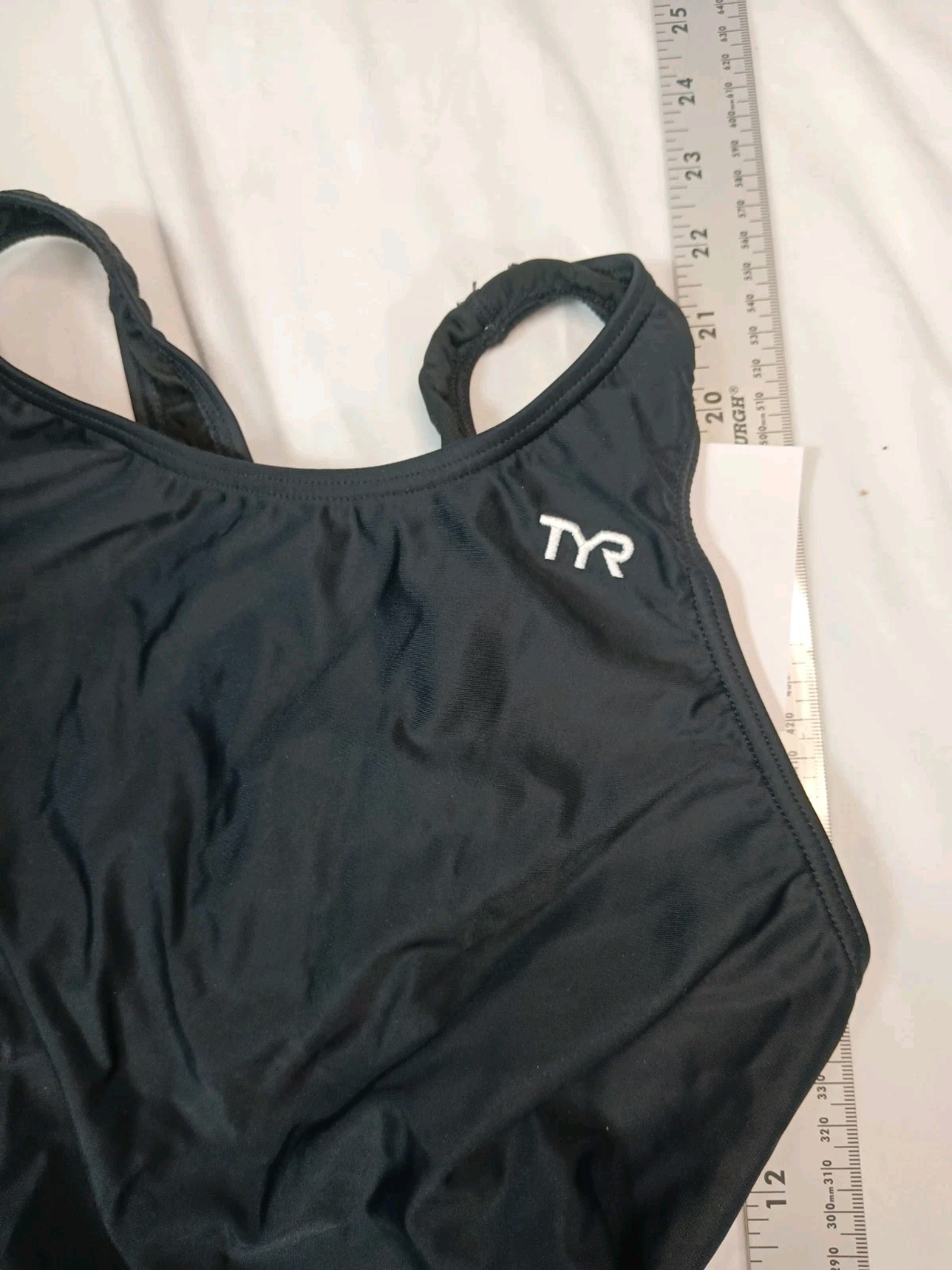 TYR Women’s Solid Black One Piece Racerback Swimsuit Stretch 38 (XL)