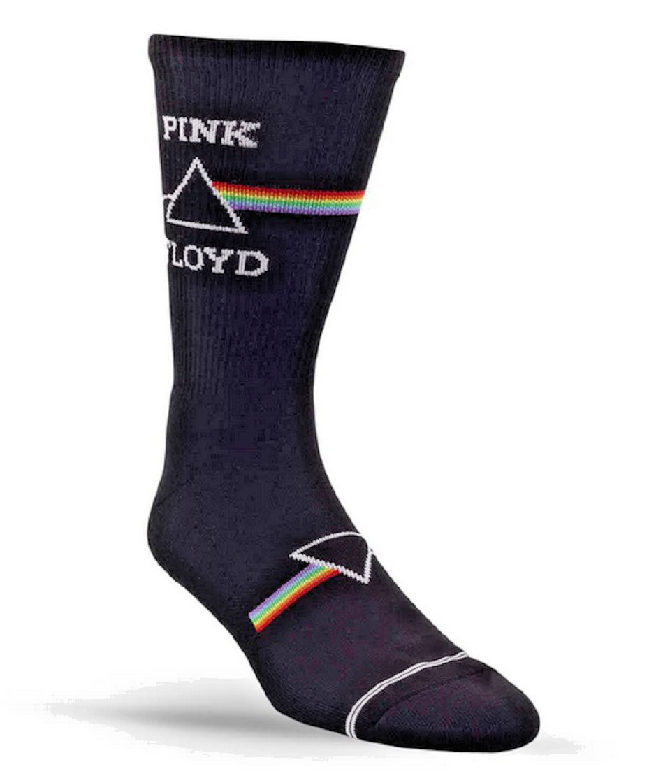 Mens Officially Licensed Rock Band PINK FLOYD Dark Side Logo Crew Length Socks