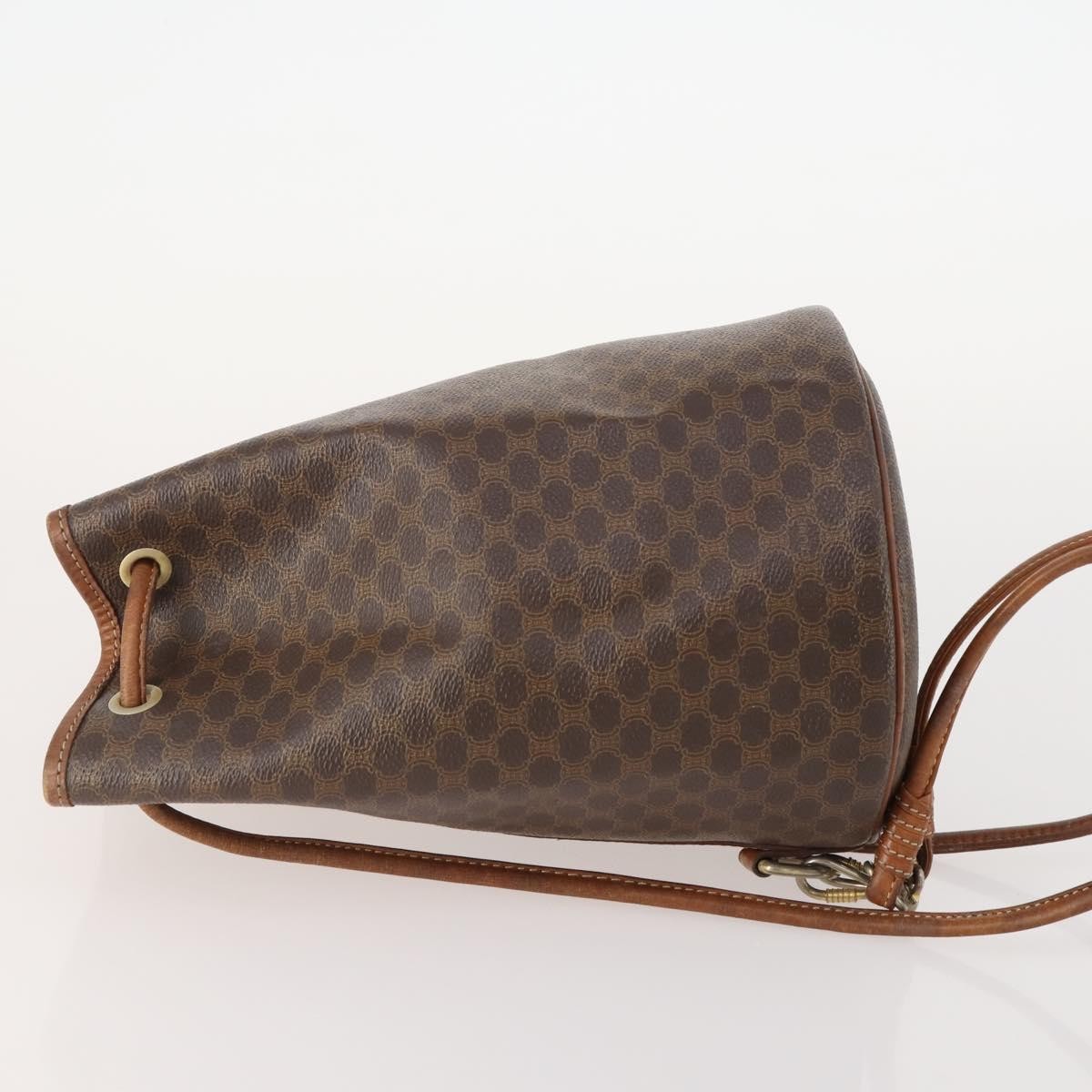 CELINE Macadam Canvas Purse Backpack PVC Leather Brown Gold Auth 174718