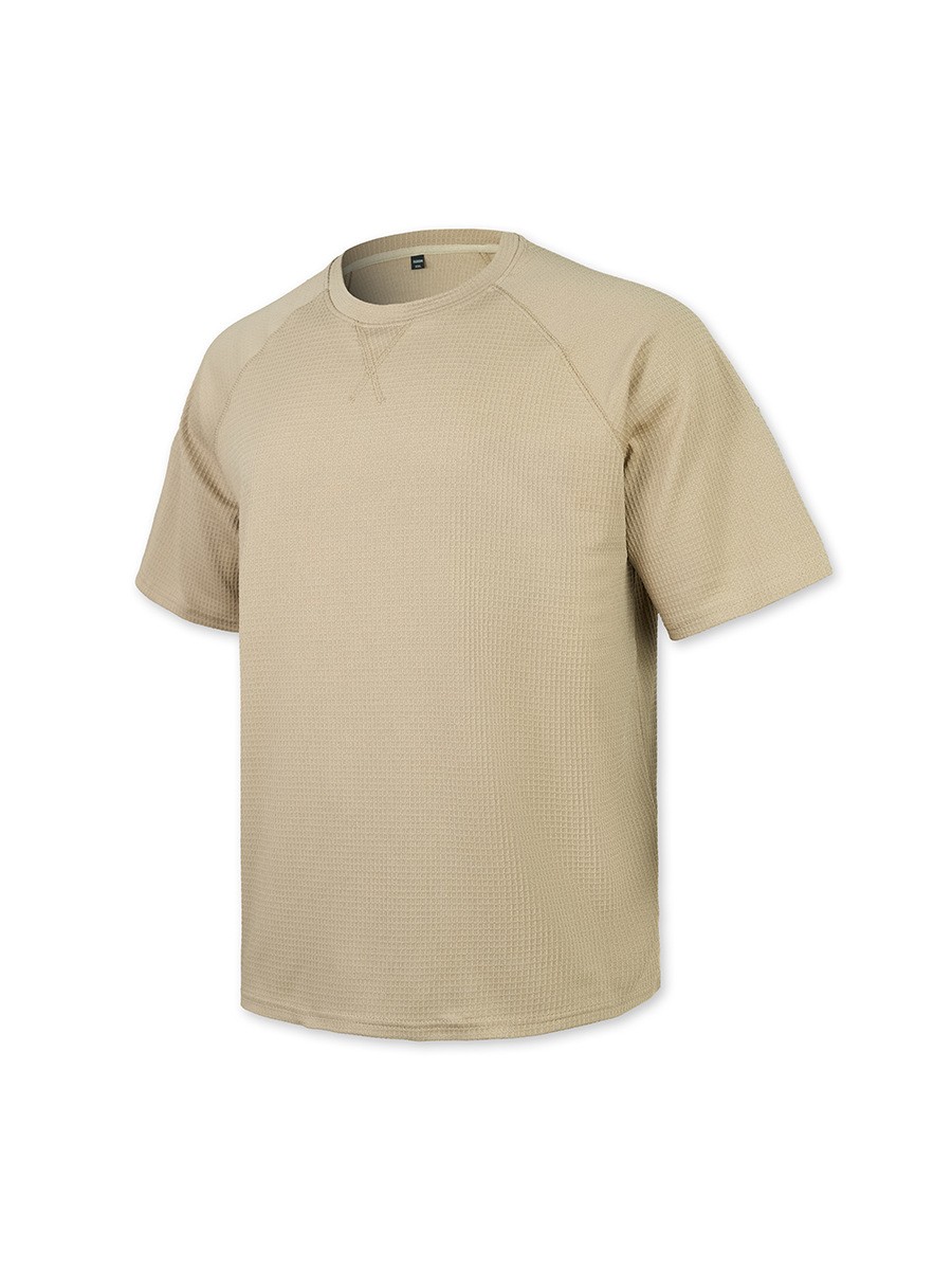 Men’s solid color embroidered raglan crew neck casual sports short sleeve
