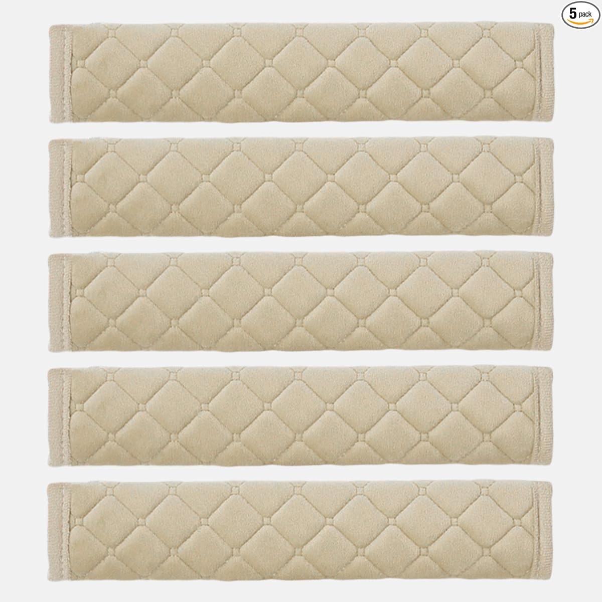 5PCS Extra Long Car Seat Belt Cover Pads, Soft Breathable Auto Se Color: Beige