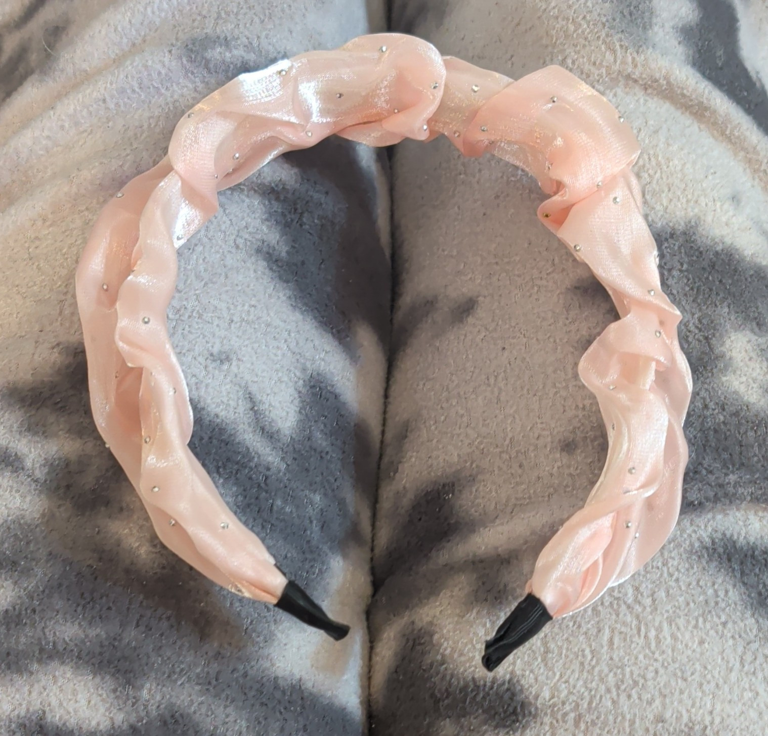 Women’s Pink Padded Fabric Headband, Solid Classic Style with Rhinestone Accents