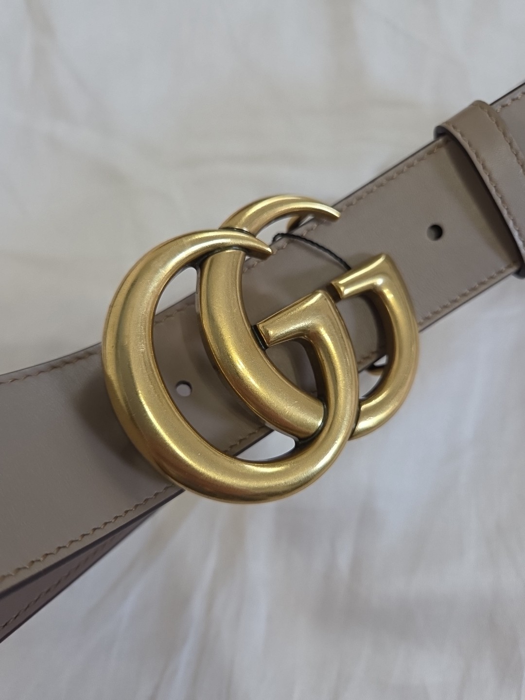 Authentic Gucci Pink Taupe Leather Belt, Women Size 30-32 IT 90CM