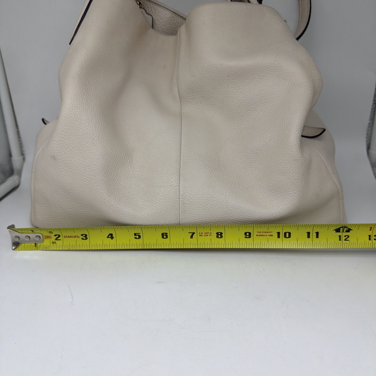 Coach Madison Phoebe Shoulder Bag Bone Pebbled Leather F35723 Compartments 3 Zip