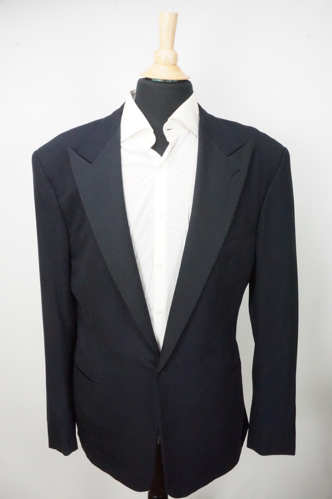 Ralph Lauren Purple Label RLPL Hollywood Navy Black Contrast Wool Tuxedo Coat 44