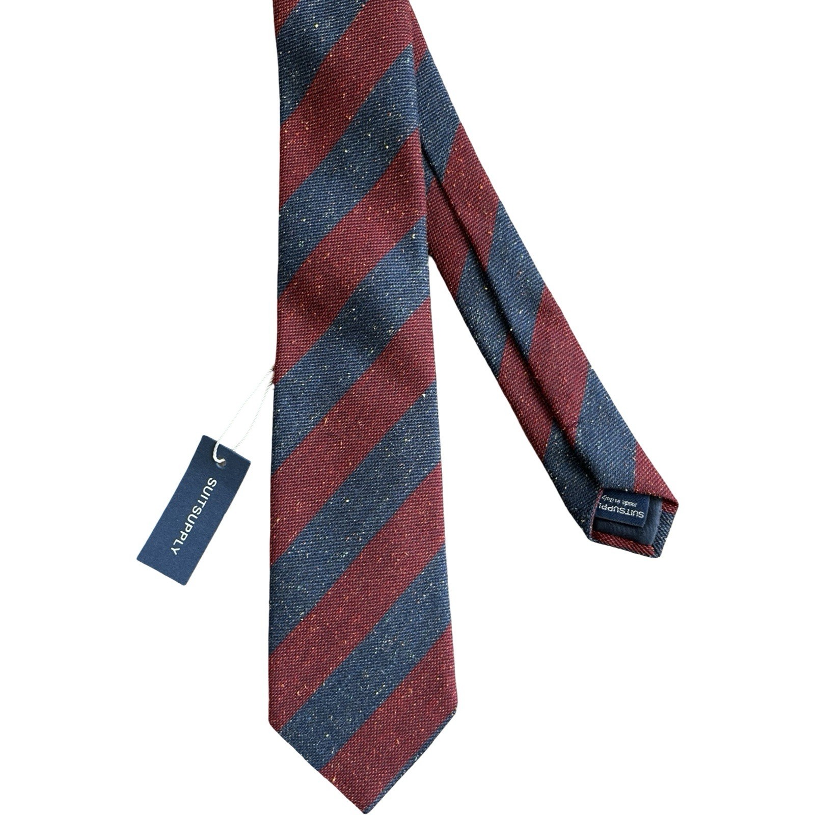 Suit Supply Tie Silk Wool Red Blue 59×3.25”