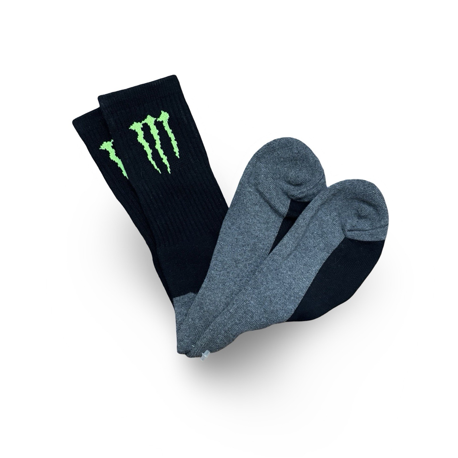 Monster Energy Black Crew Socks Nylon Polyester Blend NEW Skate BMX Sports