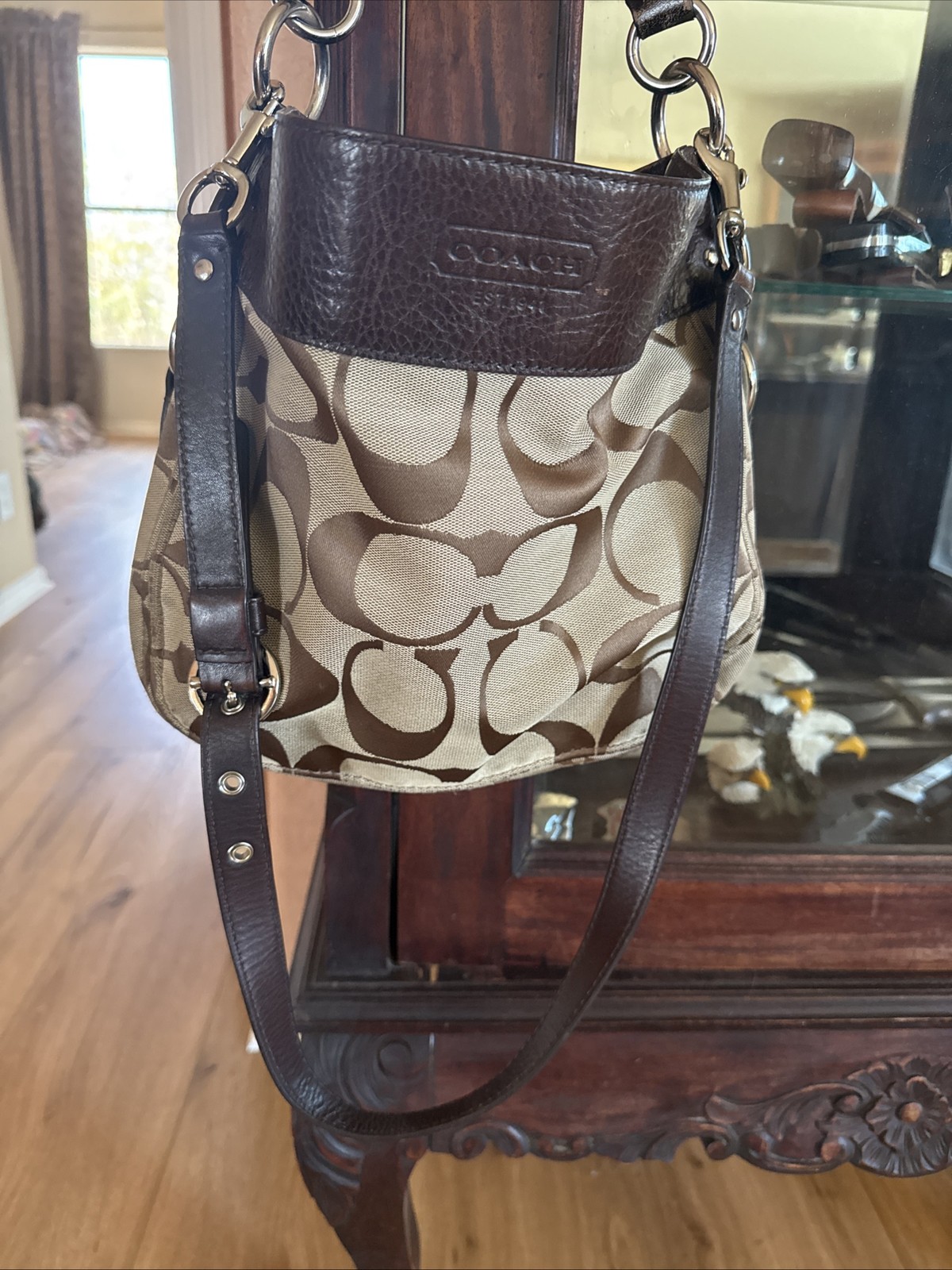 Classic Coach Shoulder Bag Brown Double Handles See Pics Clean Inside