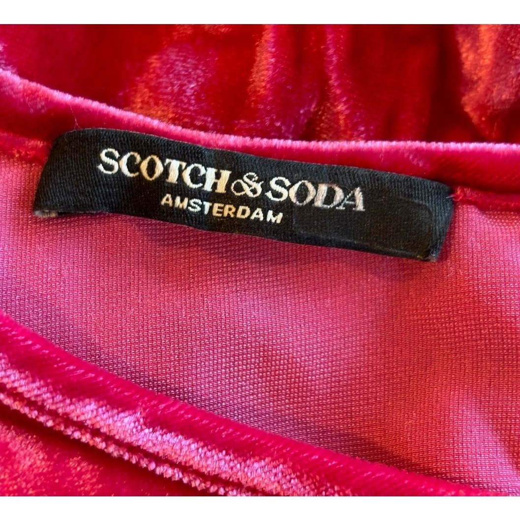 NWT Scotch & Soda Pink Velvet Top Side Zipper, Back Neckline Button w Keyhole M
