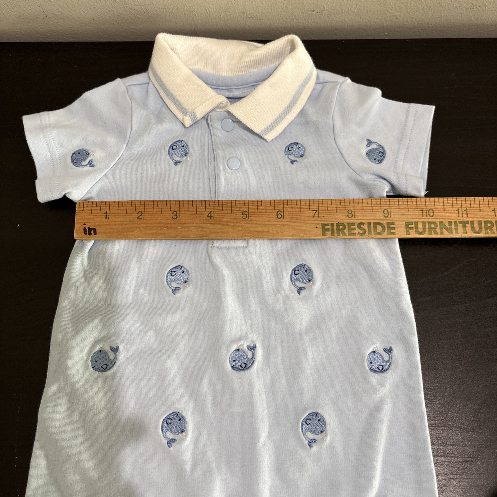 First Impressions Baby Boy Summer One Piece Outfit 6-9 Months Embroidered Whale