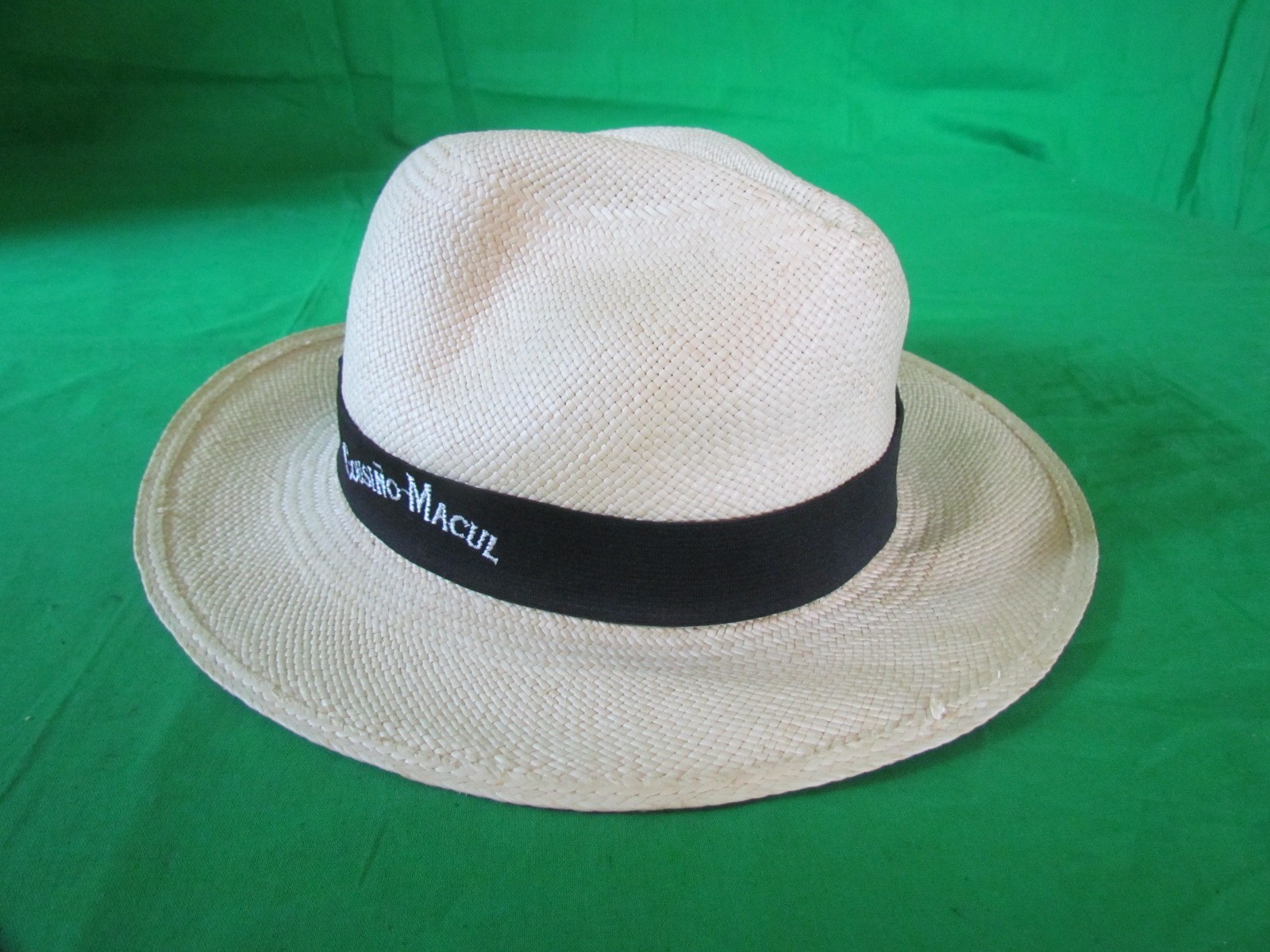 Genuine Panama Hat Made in Ecuador Toquilla Natural Straw Fedora Style Size 59