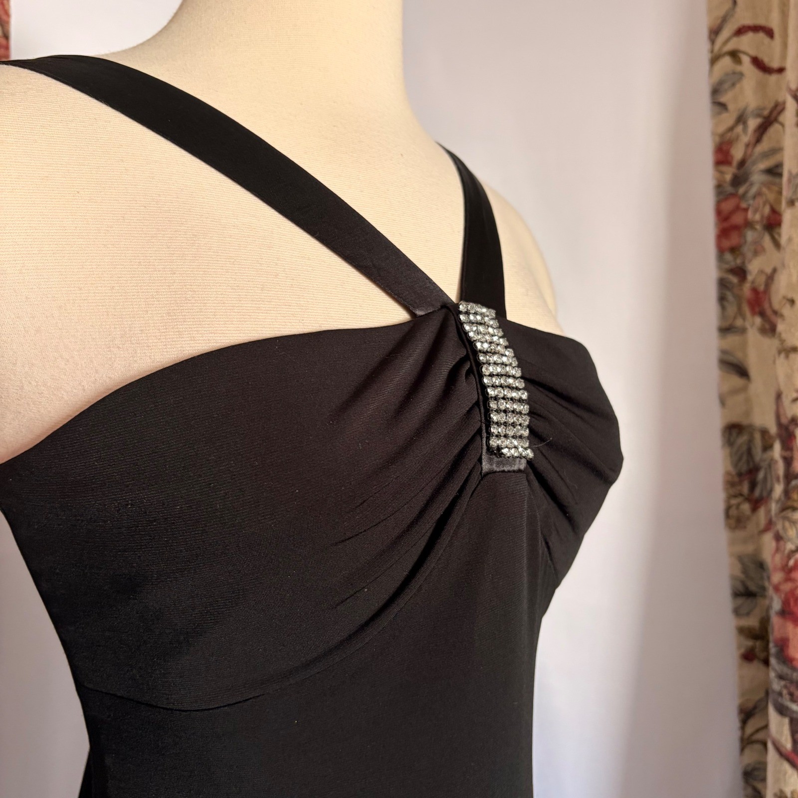 City Triangles Black Rhinestone Maxi dress/gown with silver rhinestone detailing