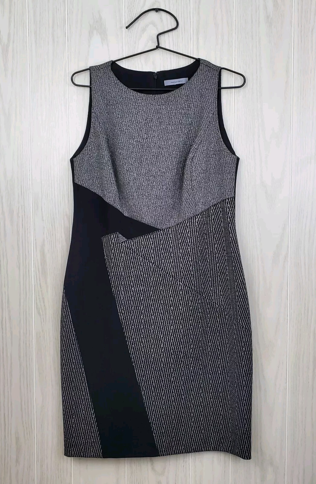 CLASSIQUES ENTIER Wear to Work Dress Sleeveless Sheath 3 Pattern Black & Gray M