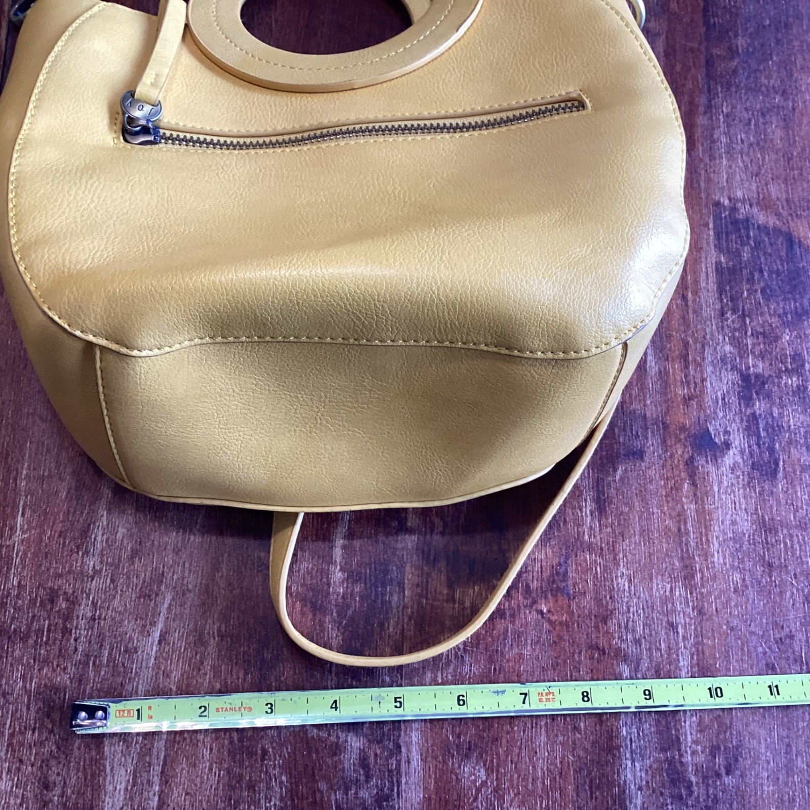 Joy Susan Yellow 100% Vegan Leather Circular Handle Crossbody Handbag Satchel