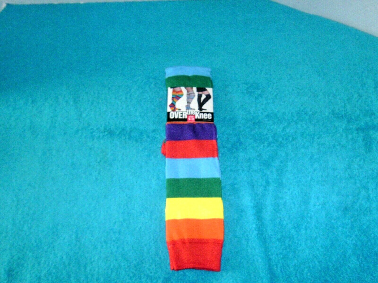 Women’s Long Striped Nylon / Poly Multi Color Thigh High Stocking/Socks