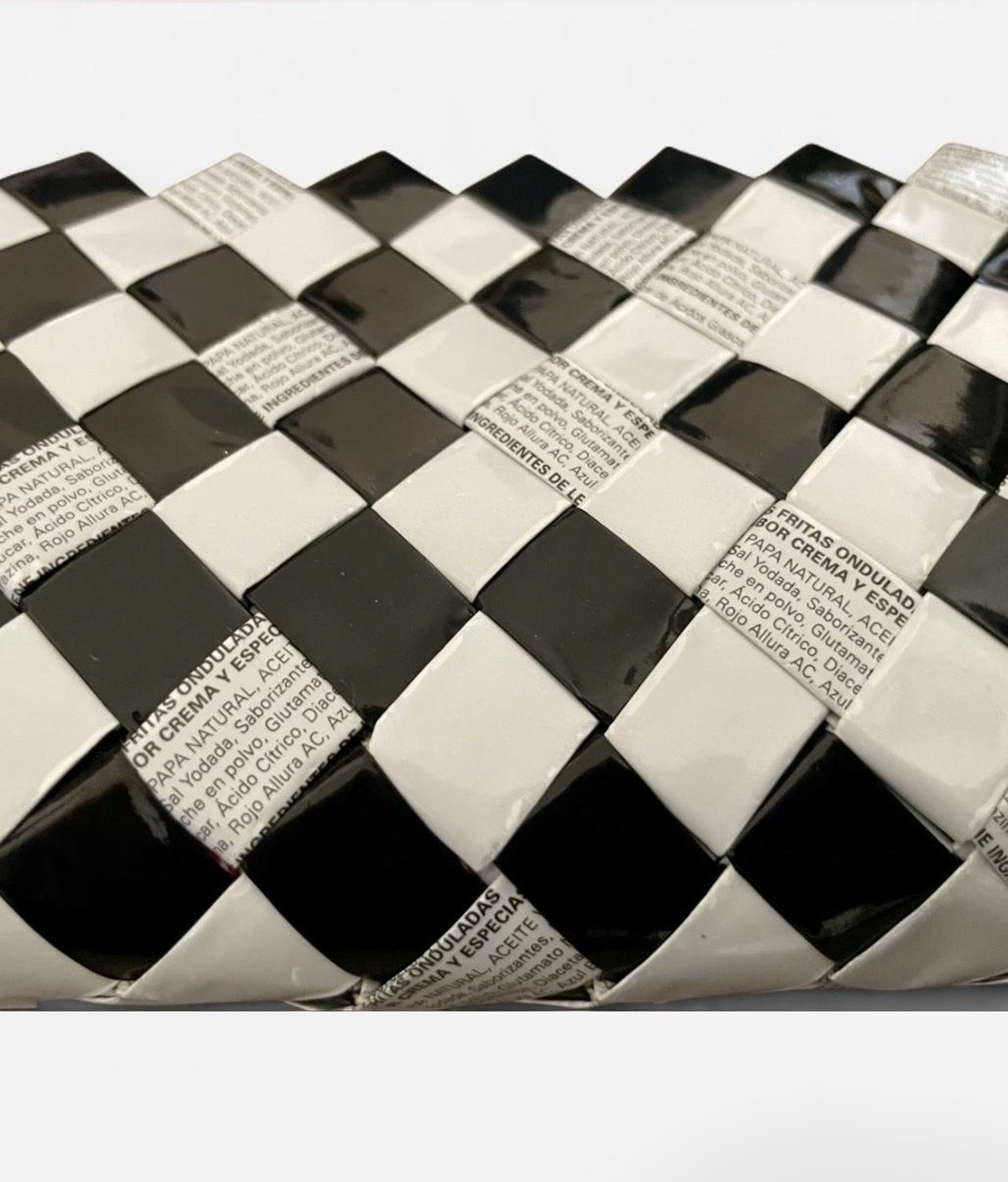 Nahui Ollin Checkered Clutch Bag, Woven, Wrist Strap, Eco Friendly, Art