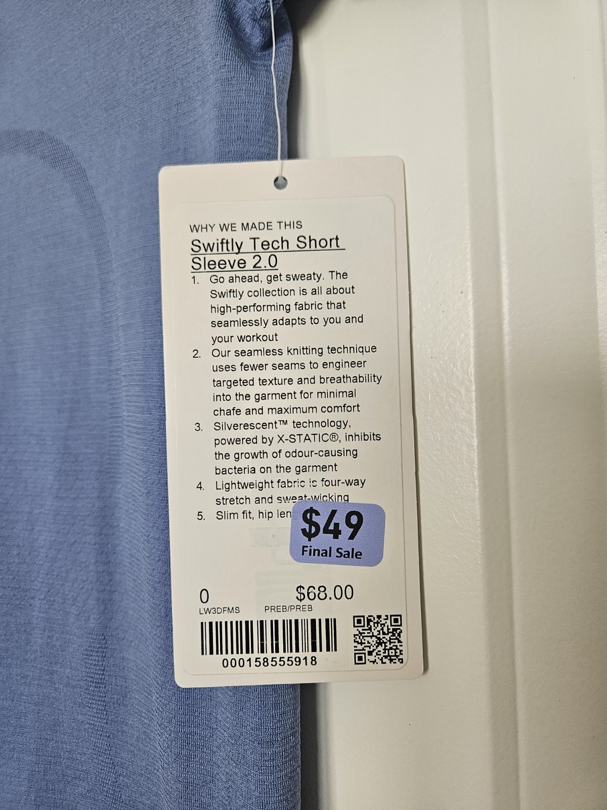 NWT Lululemon Swiftly Tech Short-Sleeve Shirt 2.0 Prep Blue Size 0