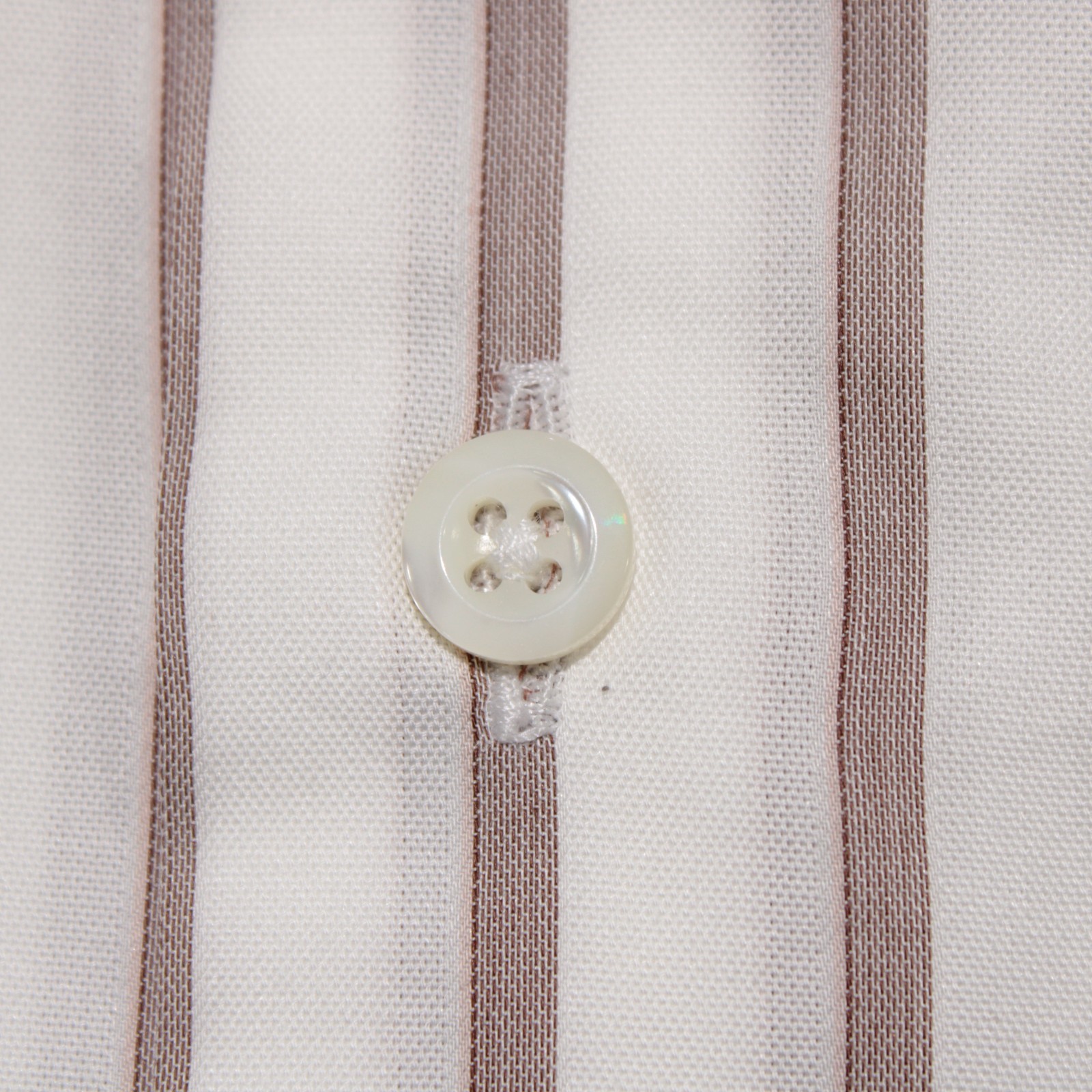Stenstroms NWT Dress Shirt Size 46 18 in White with Brown Stripes 100% Cotton