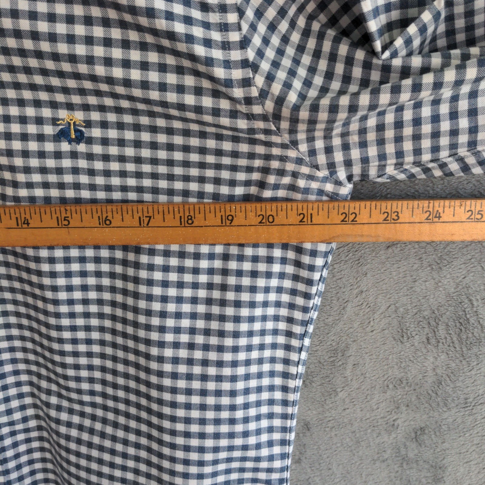 Brooks Brothers Regent Shirt Button Down Mens M Blue Check Supima Cotton Logo