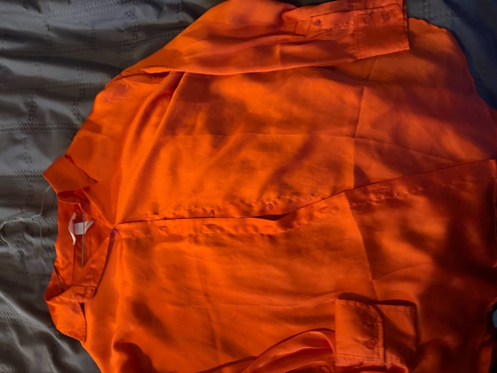 H&M Oversized Orange Satin Button Down Blouse