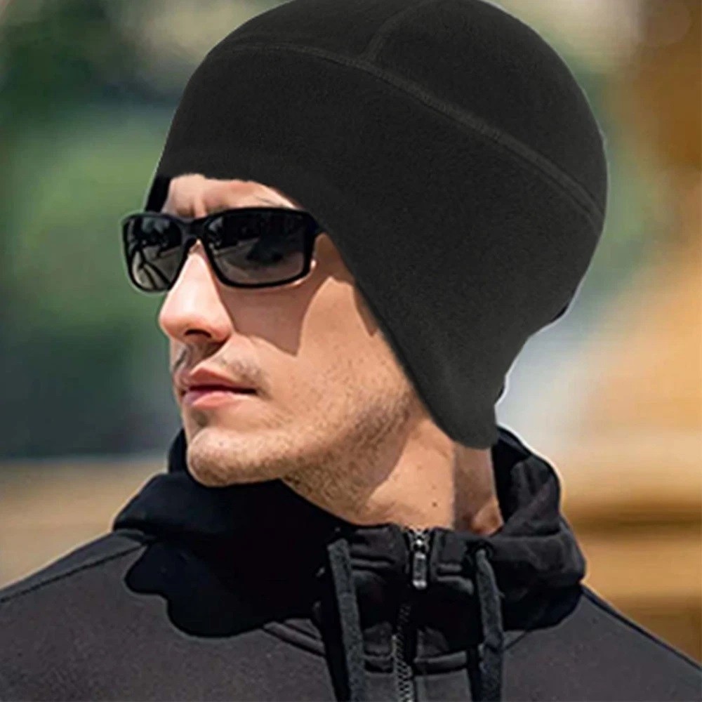 Tactical Skull Cap with Ear Flaps Winter Warm Fleece Windproof Ski Beanie Hats
