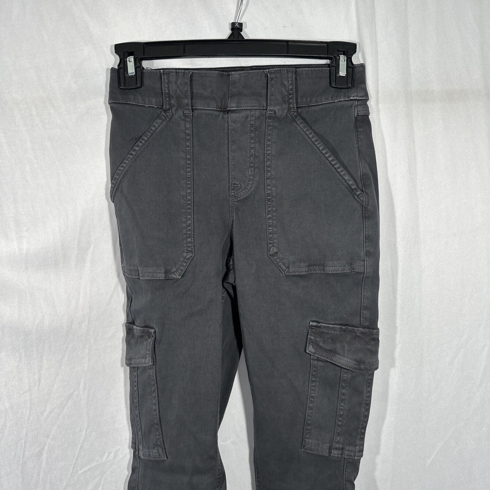 NEW $128 Spanx [ SP Small-Petite ] Twill Ankle Cargo Pants Washed Black #T1775