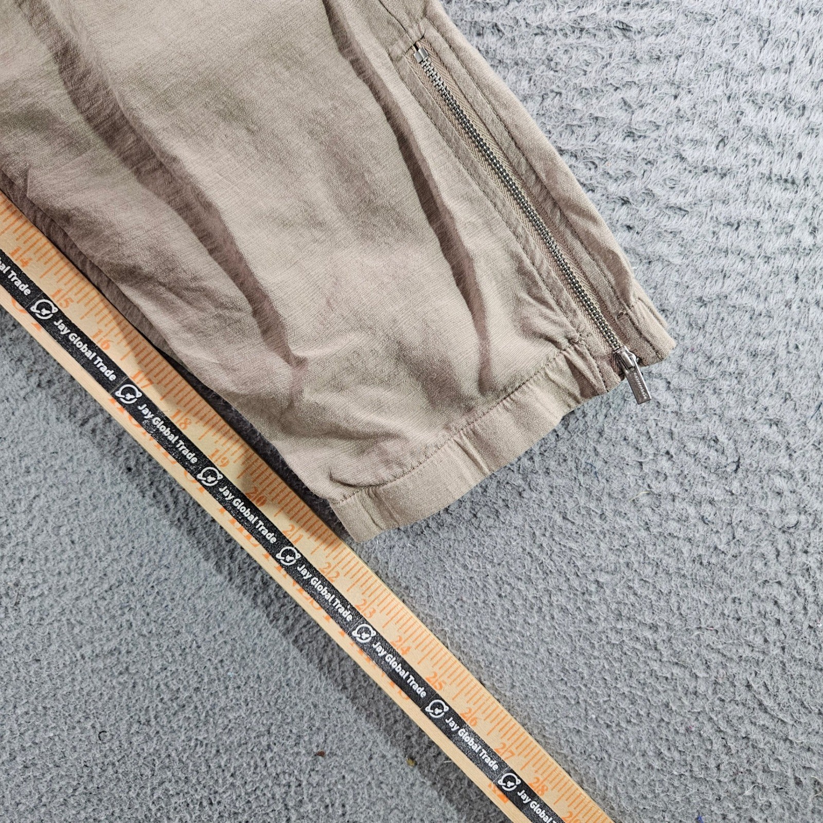 BCBGMAXAZRIA Womens Khaki Tan Cargo Pants Elastic Waist Ankle Zip Cropped XS