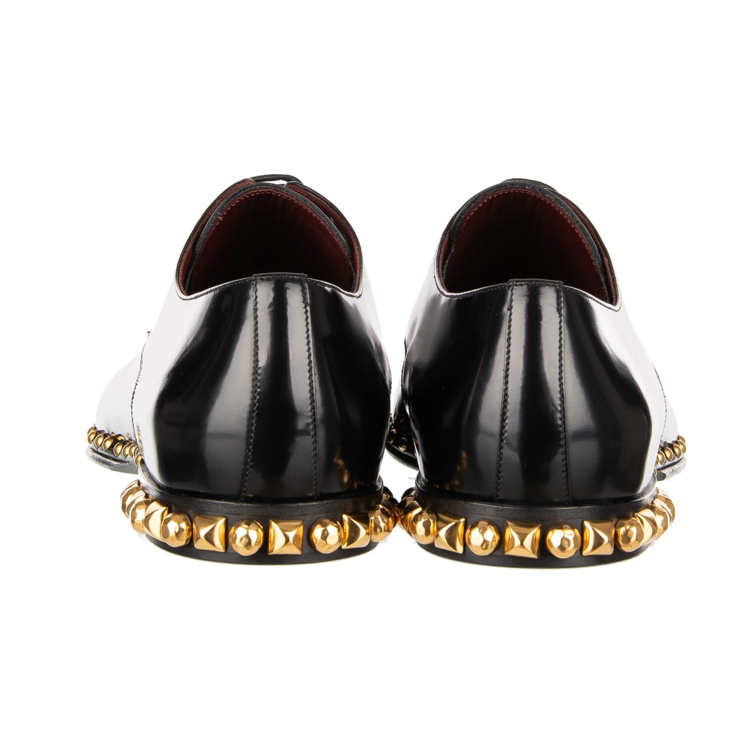 DOLCE & GABBANA Studded Patent Leather Derby Shoes MILLENNIALS Black 11046