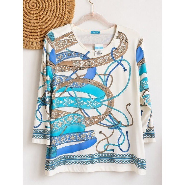 J. McLaughlin NEW Whiltshire Signature Catalina Cloth Equestrian Print Top SZ XL
