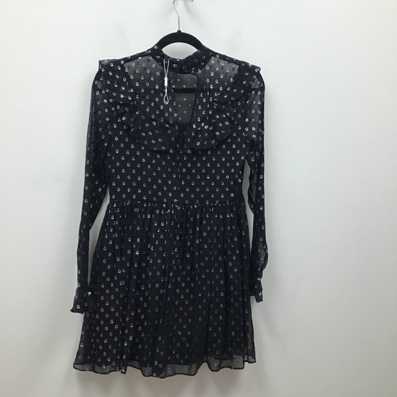 Robert Rodriguez Womens A Line Dress Black Polka Dot Ruffle Keyhole Back 2 New
