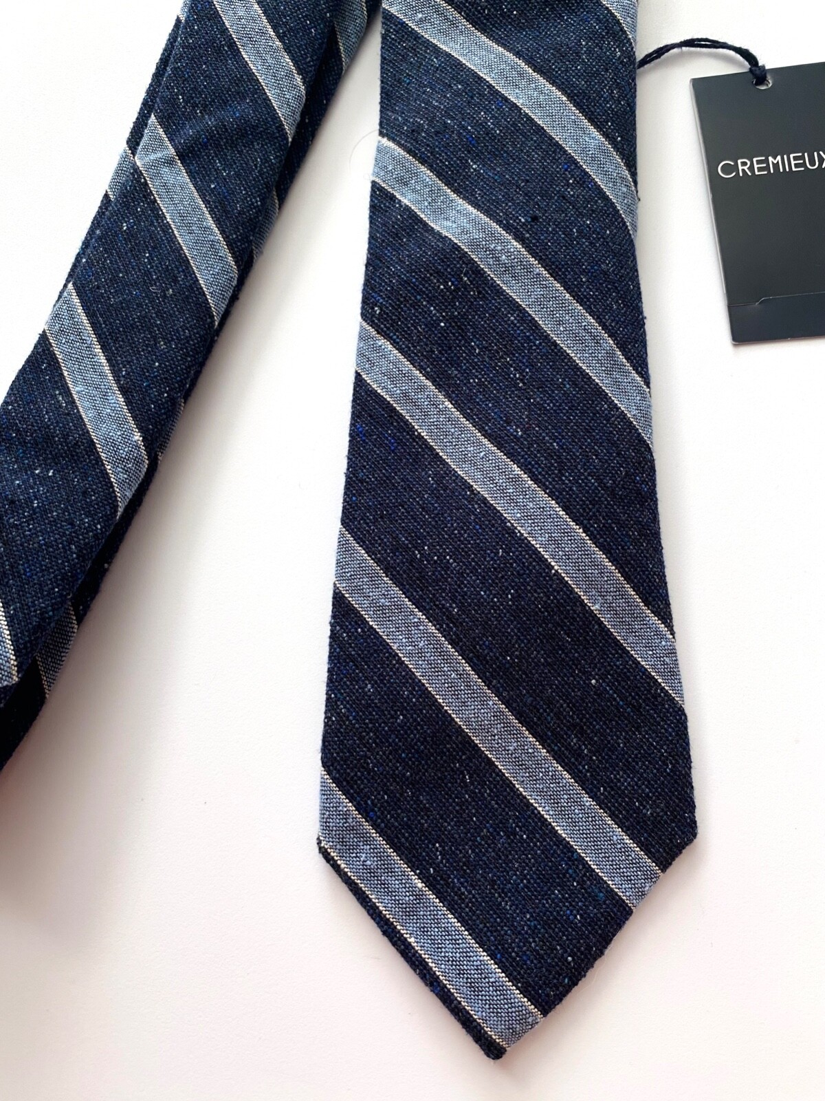 Daniel Cremieux Neck Tie Nwt Silk Wool Made in Italy Slim Skinny Blue Stripe Tie