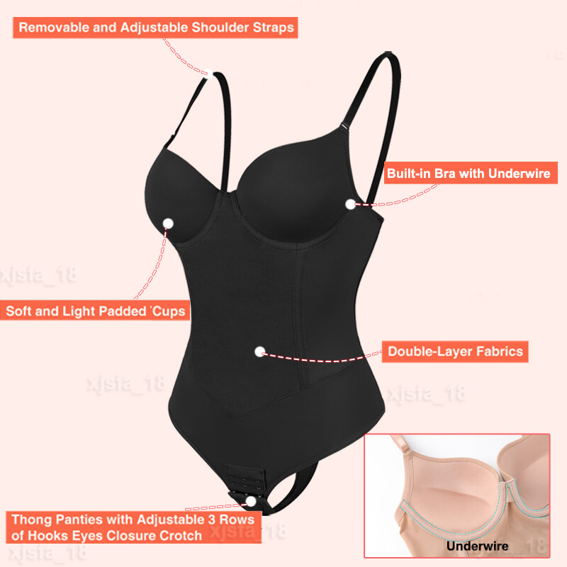 Women’s Seamless Full Body Shaper Bodysuit Tummy Slimming Built-in Bra Shapewear