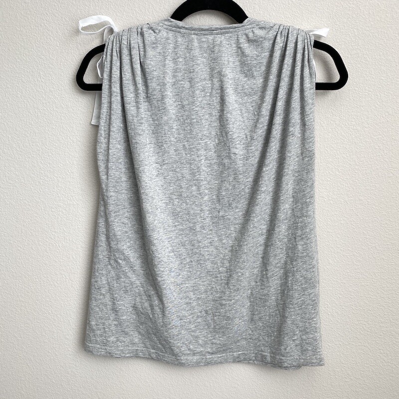 ROBERT RODRIGUEZ $110 V-neck Ruched-shoulder Cotton Tee Heather Grey Size Small