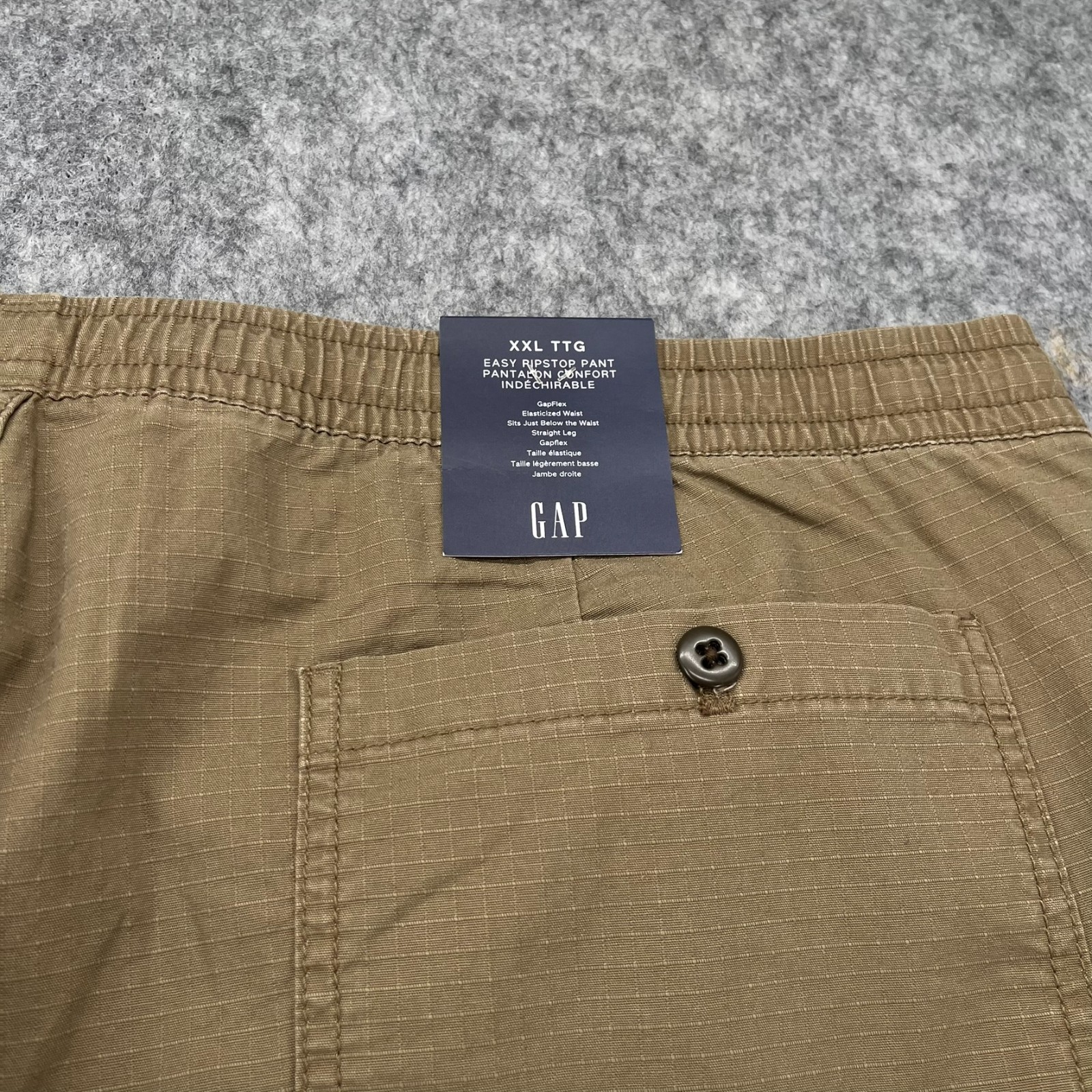 Gap Mens Pants Beige Size XXL Utility Ripstop Pant Tapered Stretch NEW