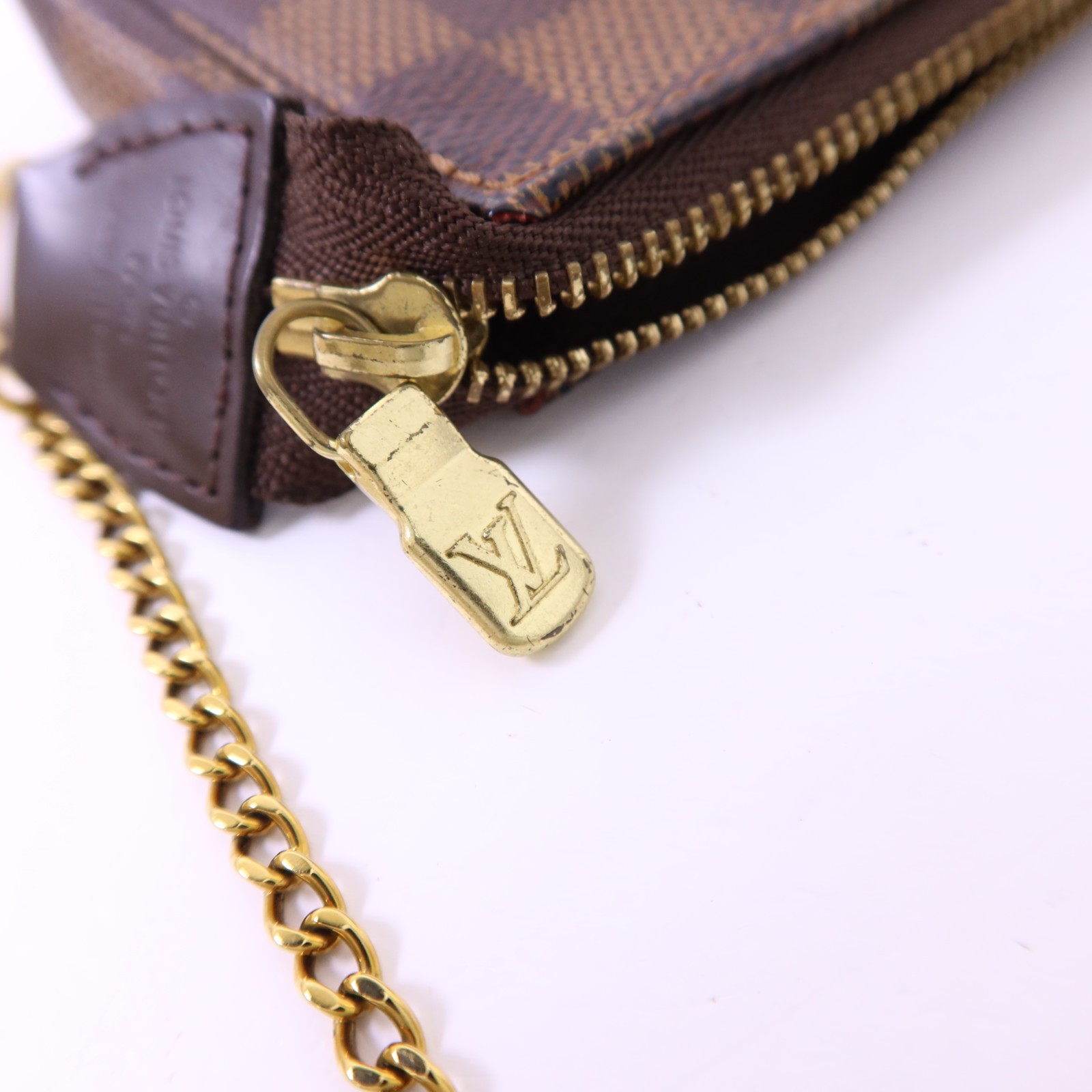 LOUIS VUITTON LV GHW Damier Mini Pochette Accessories N58009 Damier Brown