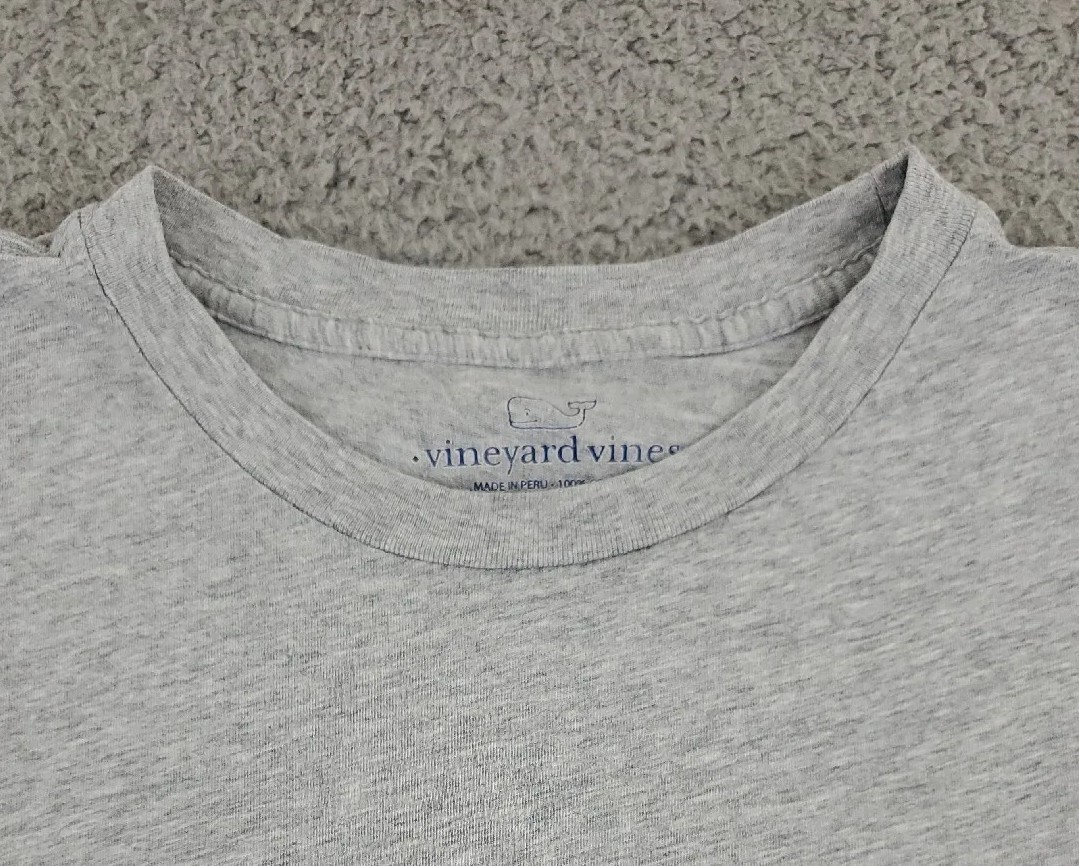 Vineyard Vines Shirt Mens Large Gray Long Sleeve Whale Martha’s Floral Adult A01