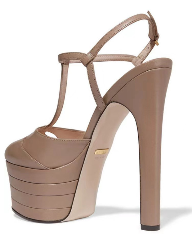 Elegant Womens Platform T-strap High Stilettos Rivets Pumps Fashion Sandals Club