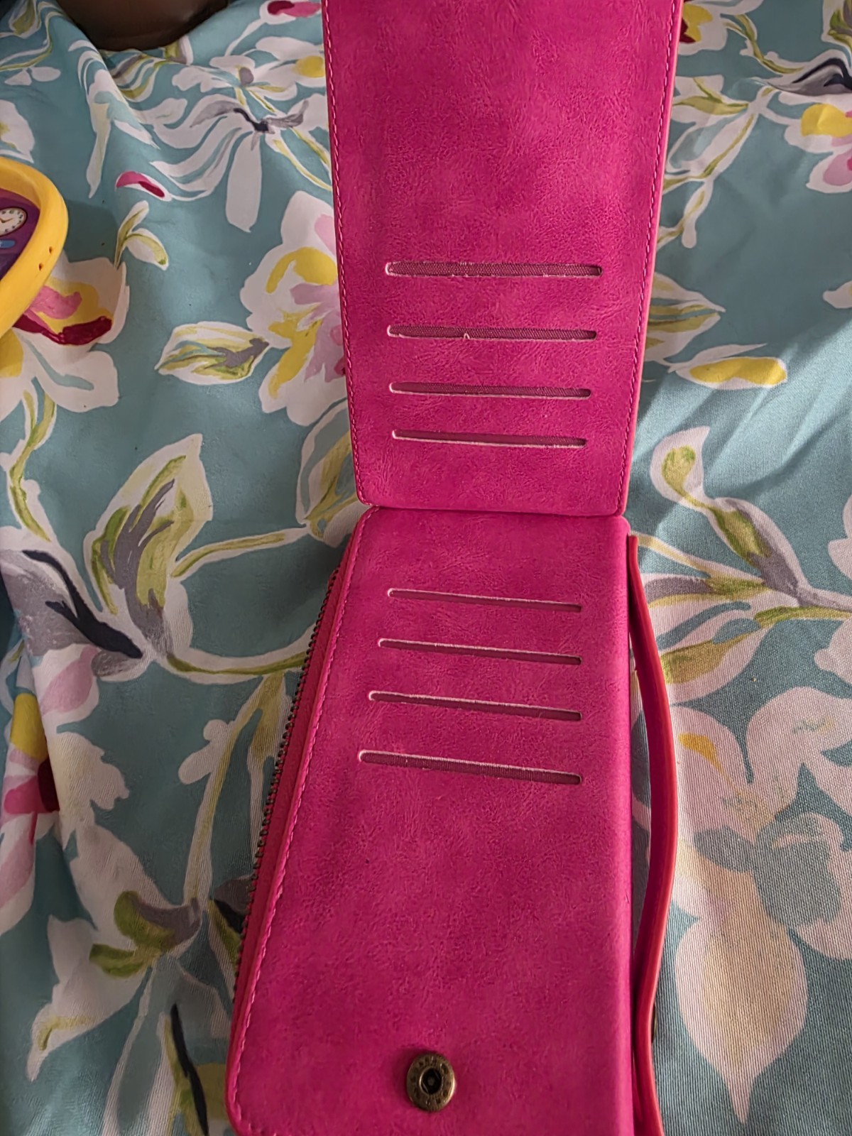 BRG Pink Zip-Around Wristlet Wallet, Snap Closure, Card Slots & ID Window