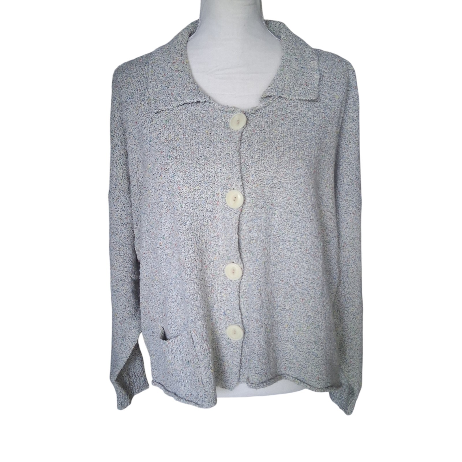Vintage Flax By Angelheart Button Up Cardigan In A Heathered Oatmeal Size M/L