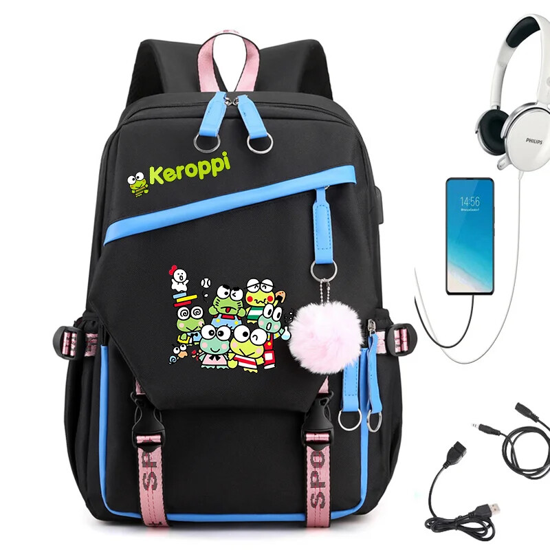 Kerokero/Keroppi/frog Backpack Rucksack School Bags USB Charging Backpack