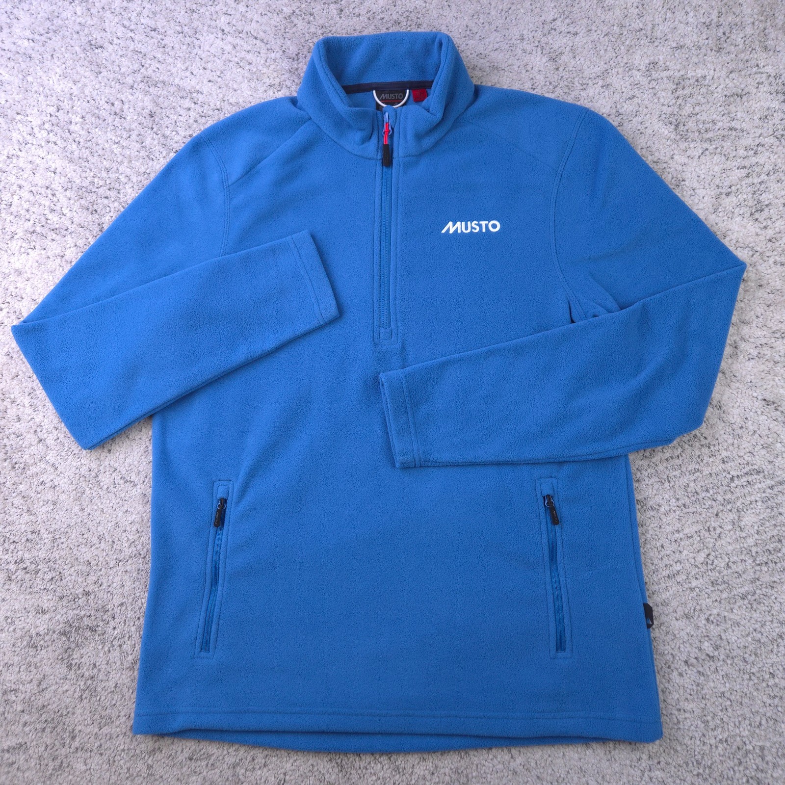 Musto Fleece Sweater Mens Medium Pullover Half Zip Sailing Mock Neck Blue GUC