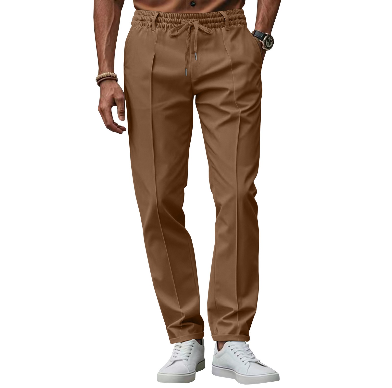 Spring Autumn Solid Minimalist Slim Fit Casual Pants