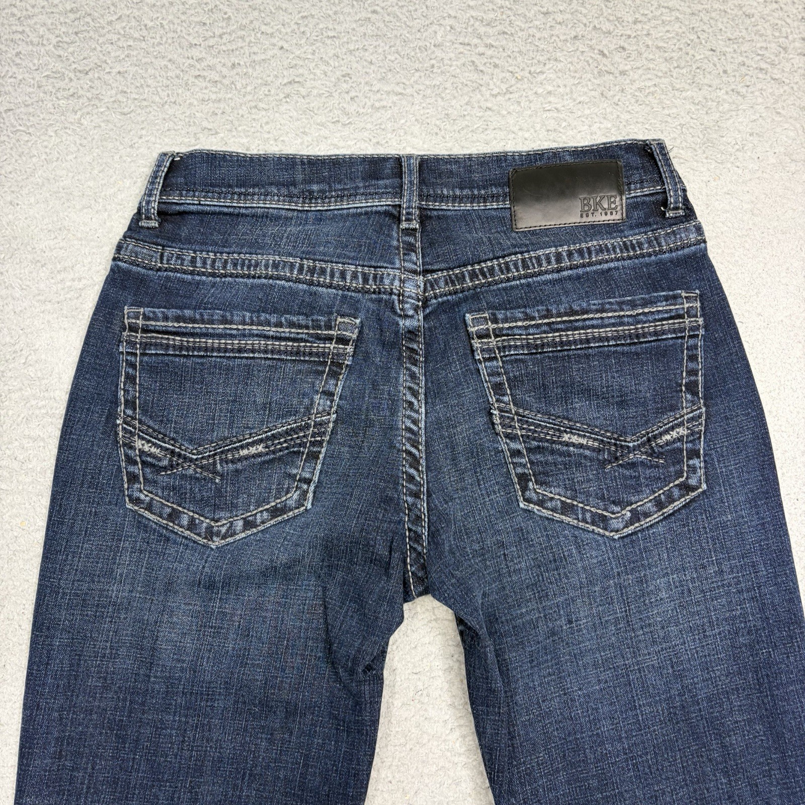 BKE Buckle Aiden Boot Leg Jeans Men 28 Blue Denim Dark Wash Pants Cotton 28×32