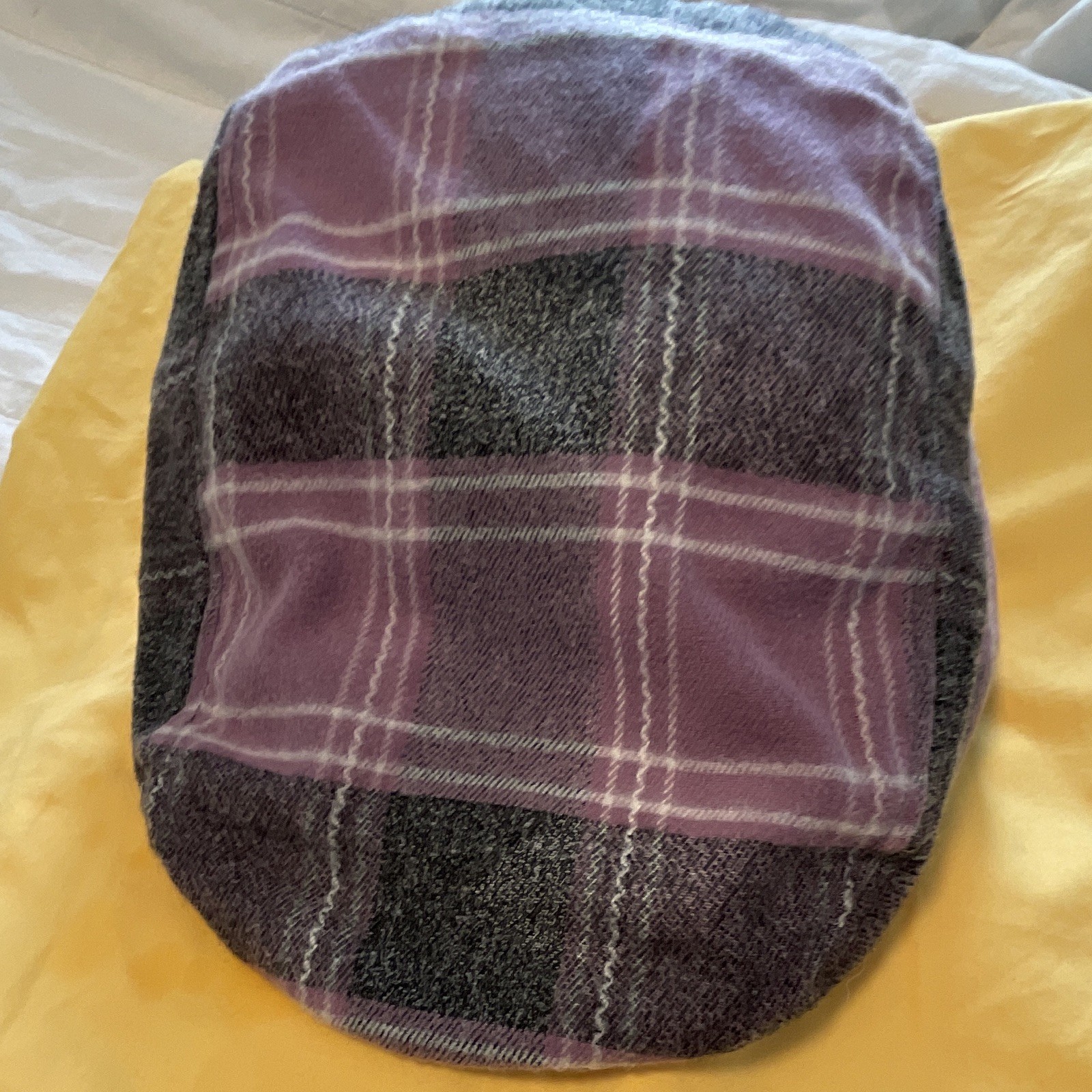 Vintage Y2K Men’s Unisex Page Boy Hat Cap L/XL Lilac And Gray Plaid