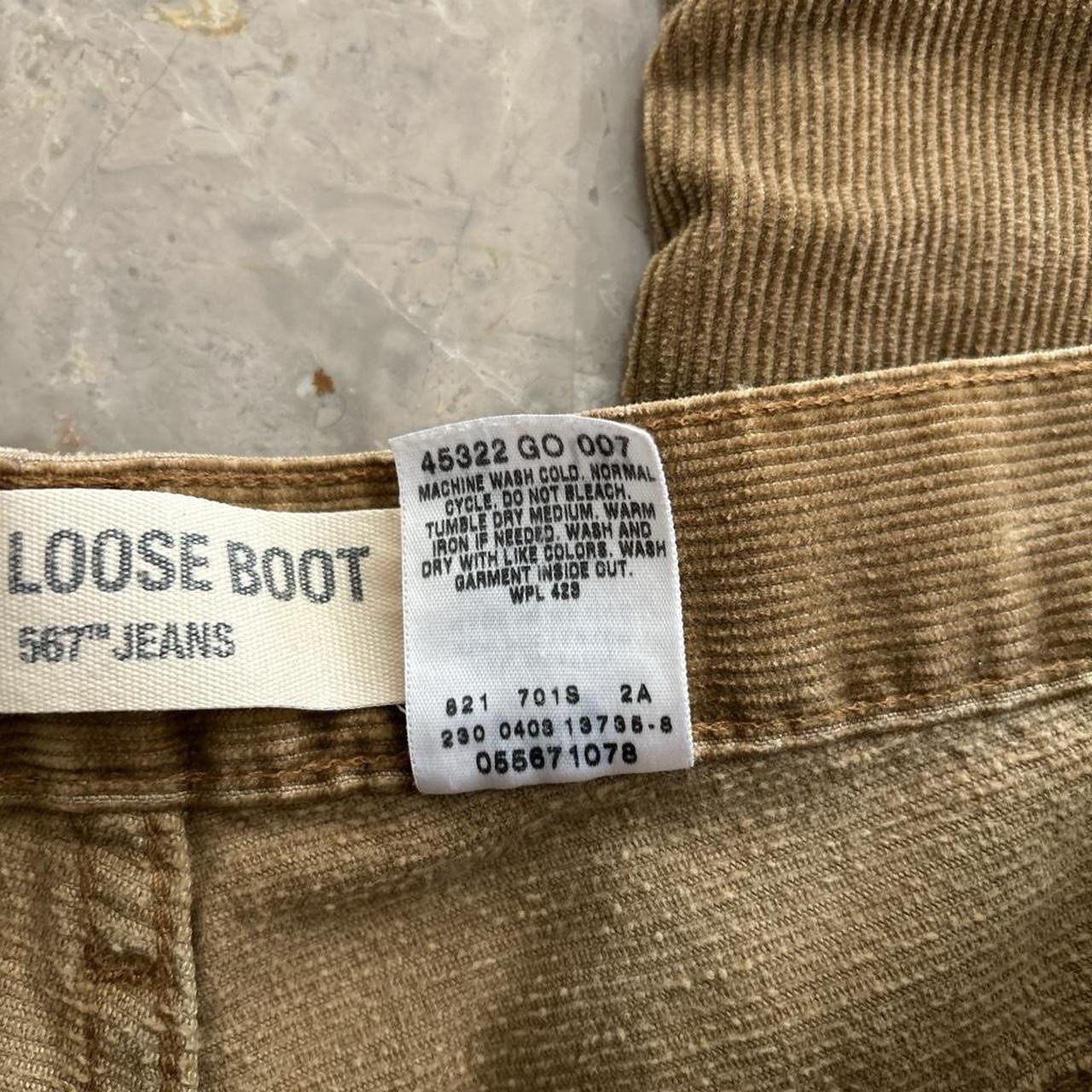 Vintage 2003 Levi’s 567 Low Loose Boot Corduroy Pants W33 Fits 35×31