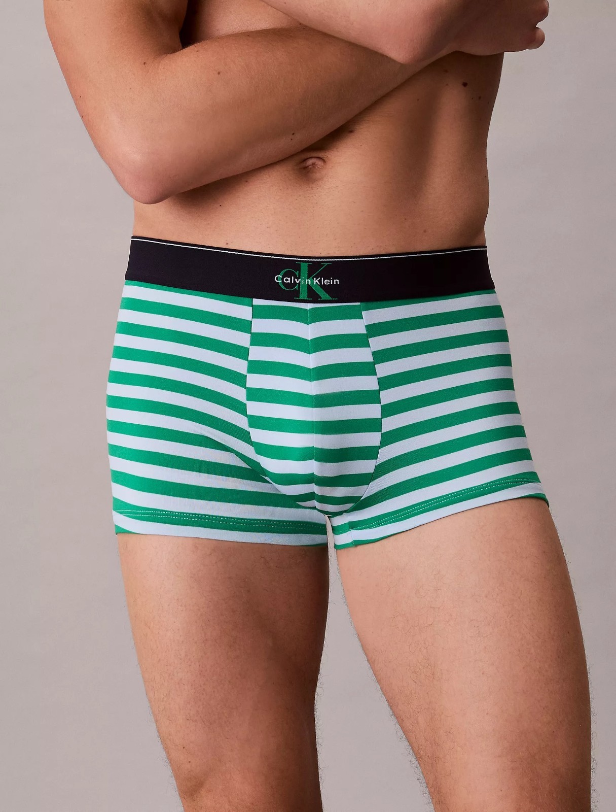 Calvin Klein Men’s Graphic Monogram Microfiber Low Rise Trunk, M L Green NWT