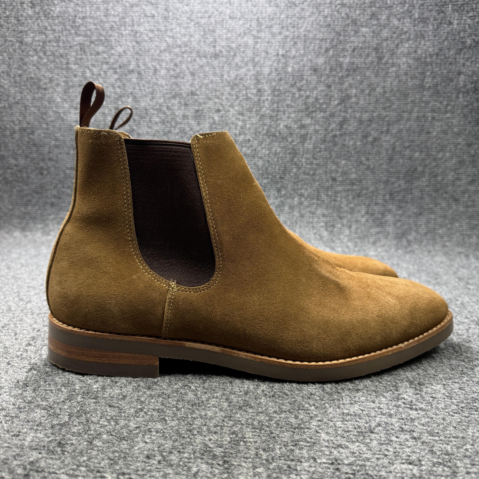 J.Crew Chelsea Boots Mens 12 Brown Suede Elastic Gore Pull Tabs BA032
